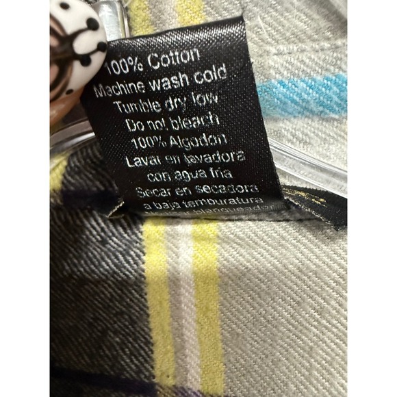 O'Neill Women's Yellow Gray 100% cotton button up flannel long sleeve shirt XL - Picture 7 of 8